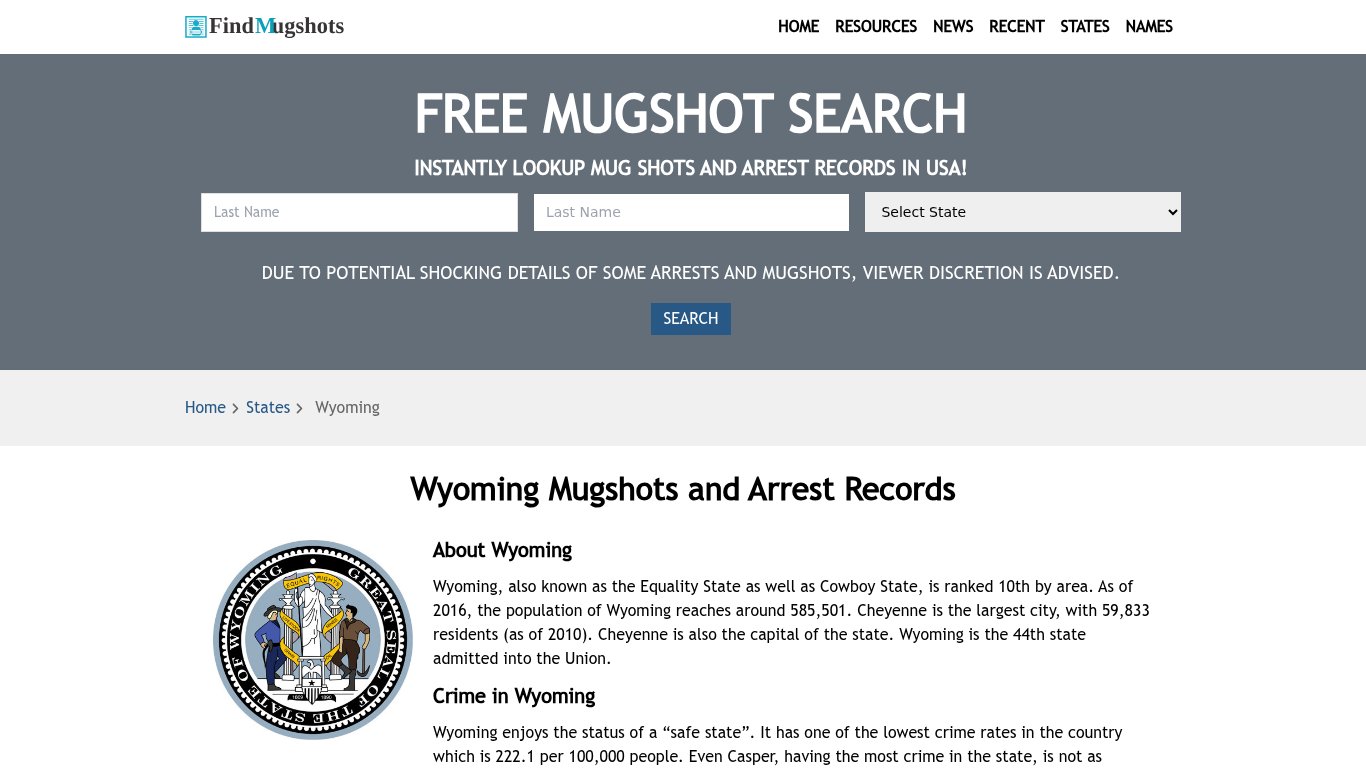 Find Wyoming Mugshots - Find Mugshots